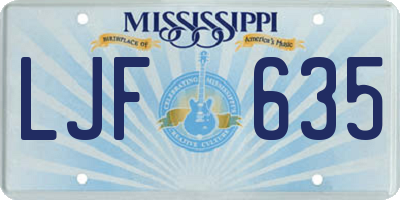 MS license plate LJF635