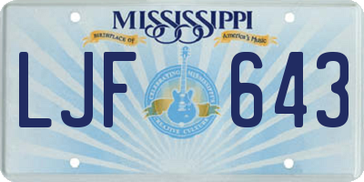 MS license plate LJF643