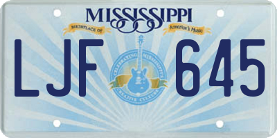 MS license plate LJF645