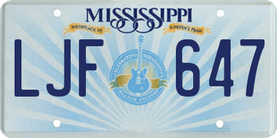 MS license plate LJF647