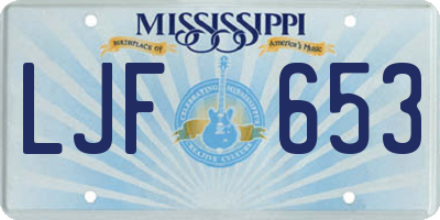 MS license plate LJF653