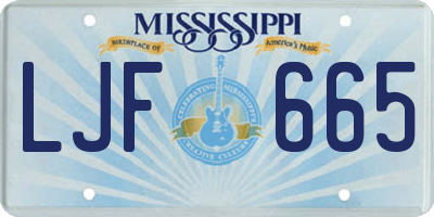 MS license plate LJF665