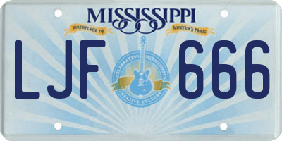 MS license plate LJF666