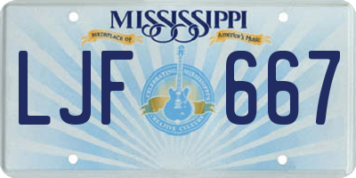 MS license plate LJF667