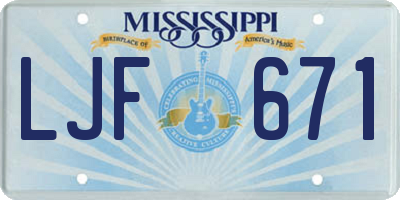 MS license plate LJF671
