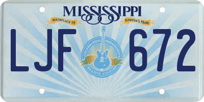 MS license plate LJF672