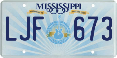 MS license plate LJF673