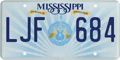 MS license plate LJF684