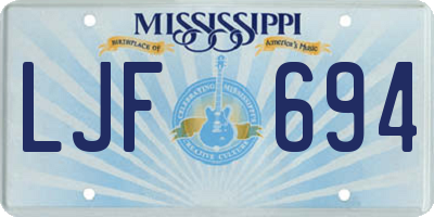 MS license plate LJF694