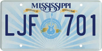 MS license plate LJF701