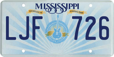 MS license plate LJF726