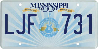 MS license plate LJF731