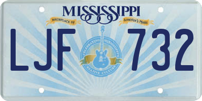 MS license plate LJF732