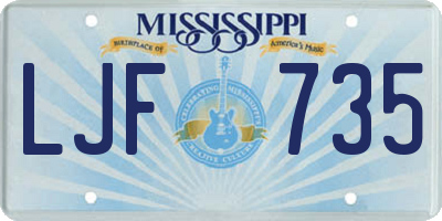 MS license plate LJF735