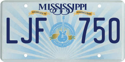 MS license plate LJF750