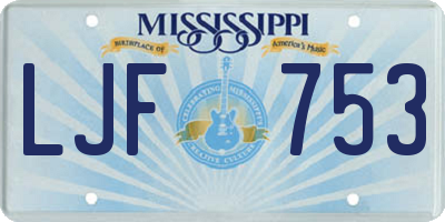 MS license plate LJF753
