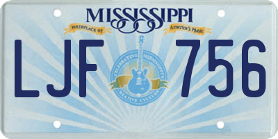 MS license plate LJF756