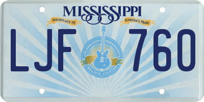 MS license plate LJF760