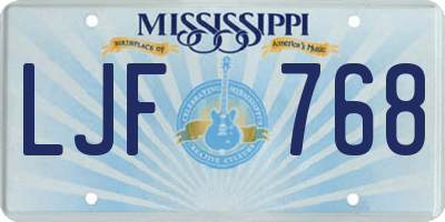 MS license plate LJF768