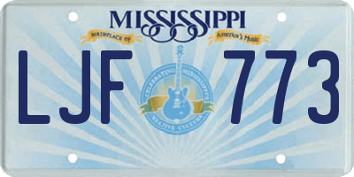 MS license plate LJF773