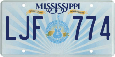 MS license plate LJF774