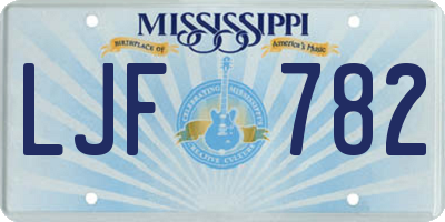 MS license plate LJF782
