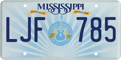 MS license plate LJF785