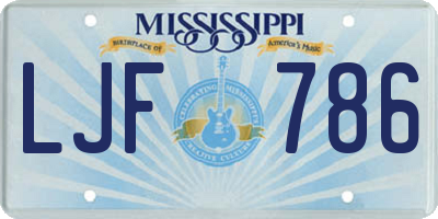 MS license plate LJF786
