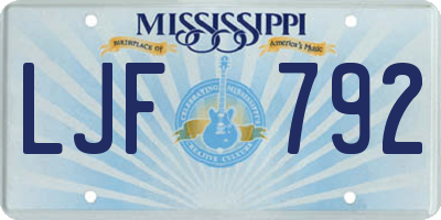 MS license plate LJF792