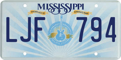 MS license plate LJF794