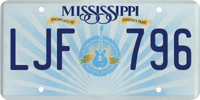 MS license plate LJF796