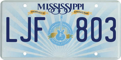 MS license plate LJF803