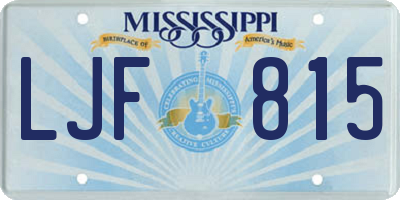 MS license plate LJF815