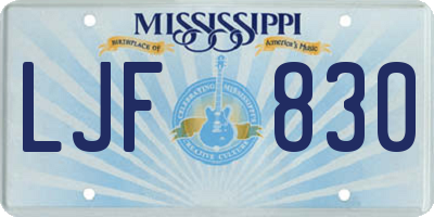 MS license plate LJF830