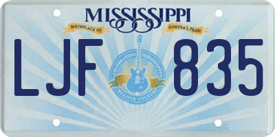 MS license plate LJF835