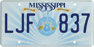 MS license plate LJF837