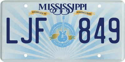 MS license plate LJF849