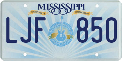 MS license plate LJF850