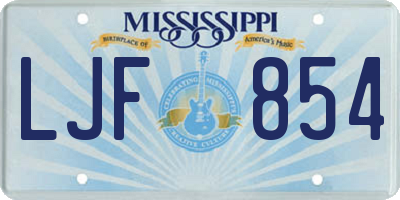 MS license plate LJF854