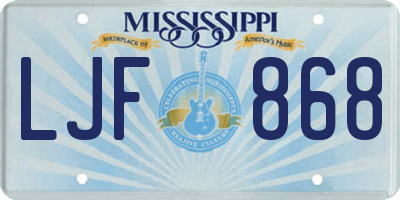 MS license plate LJF868
