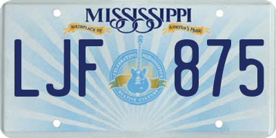 MS license plate LJF875