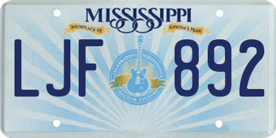 MS license plate LJF892