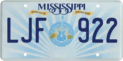 MS license plate LJF922