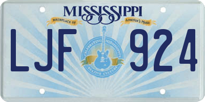 MS license plate LJF924
