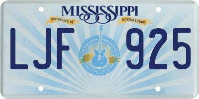 MS license plate LJF925