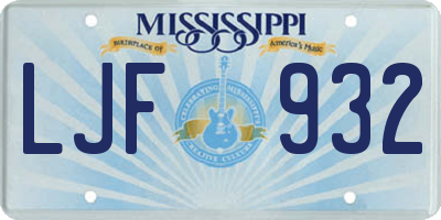 MS license plate LJF932