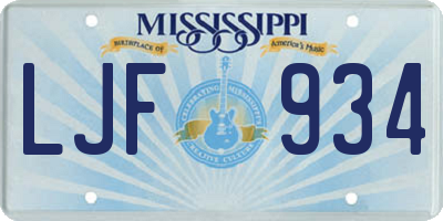 MS license plate LJF934