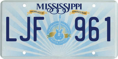 MS license plate LJF961