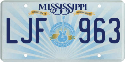 MS license plate LJF963