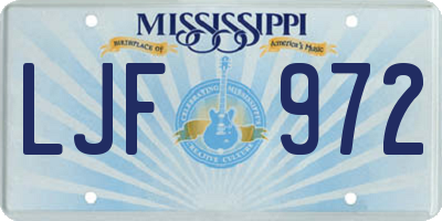 MS license plate LJF972